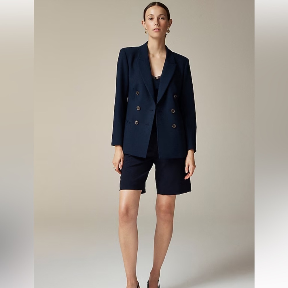 NEW J.Crew Tall double-breasted blazer in four-season stretch Size 12 Black